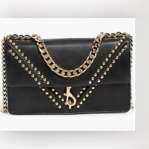 Black and Gold Studded Chain Shoulder Bag